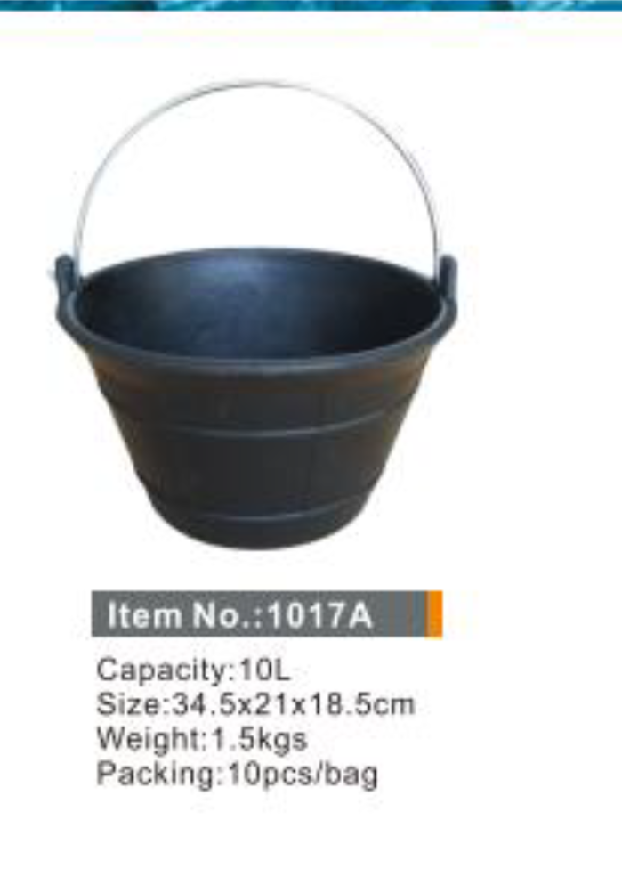 Ведро резиновое 10 литров с металлической ручкой узкое